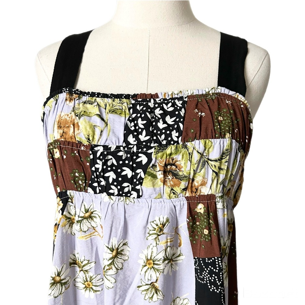 Anthropologie Maeve Floral Patchwork Maxi Dress Size Medium Boho Pockets - Picture 3 of 7